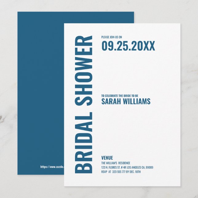 Modern Bridal Shower invite (Front/Back)