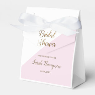 Modern Bridal Shower Pink Gold Script Favour Box