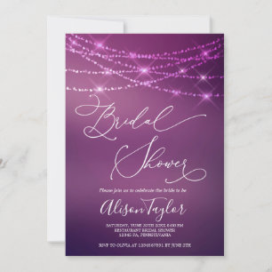 Modern Bridal Shower Purple Bokeh Invitation