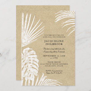 Modern Bridal Shower Simple Kraft Tropical Beach Invitation