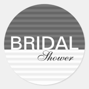 Modern Bridal Shower Stickers::Black Stripes Classic Round Sticker
