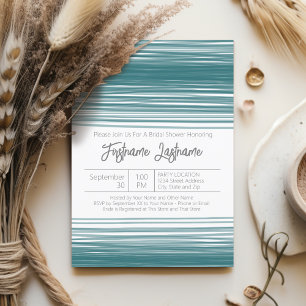 Modern Bridal Shower - Watercolor Stripes Teal Invitation