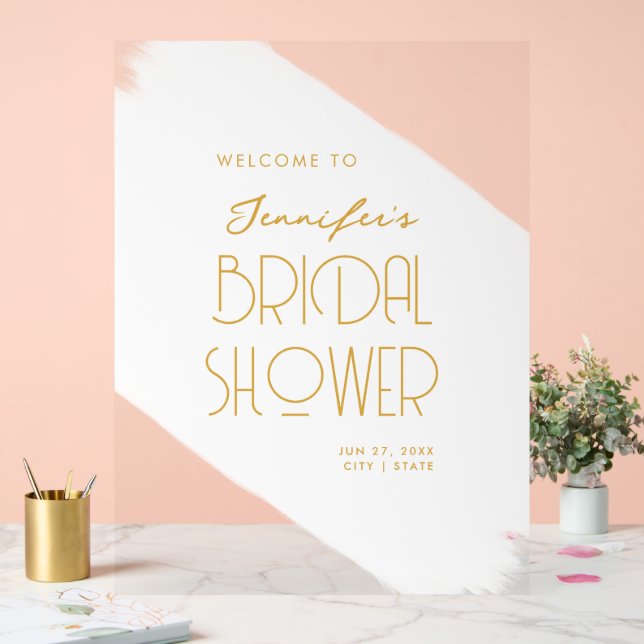Modern Bridal Shower Welcome Paint White Gold  Acrylic Sign (Wedding)