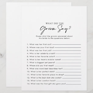 Modern Bridal Shower What did the Groom Say