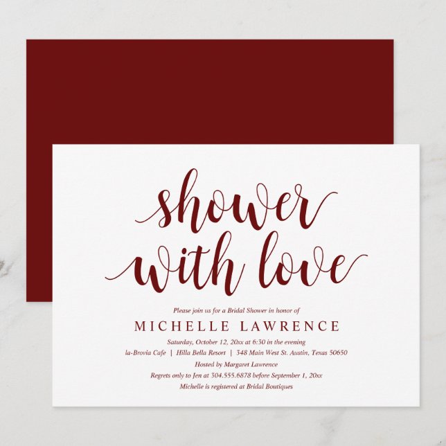 Modern Bridal Shower With Love Celebration Invitat Invitation (Front/Back)