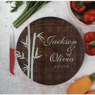 Modern Bride And Groom Custom Name And Date Cutting Board