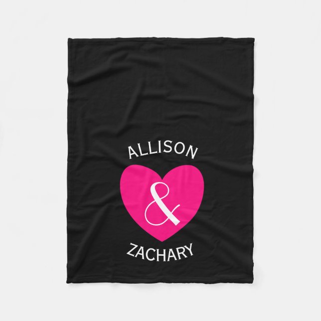 Modern Bride and Groom Pink Heart Z03 Fleece Blanket (Front)