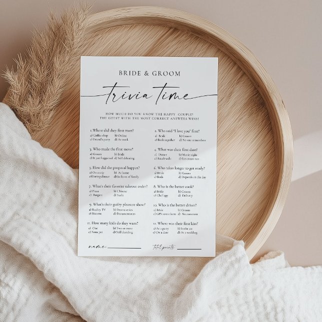 Modern Bride and Groom Trivia Game Invitation (Creator Uploaded)