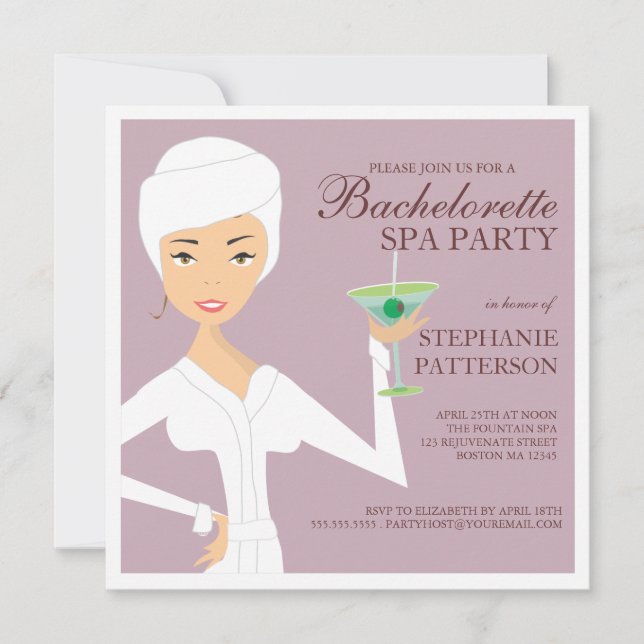 Modern Bride Bachelorette Spa Party Invitation (Front)
