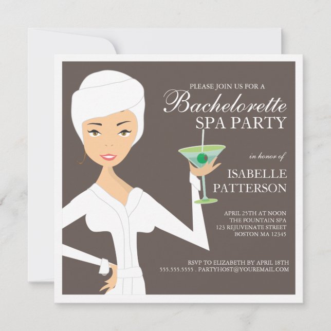 Modern Bride Bachelorette Spa Party Invitation (Front)