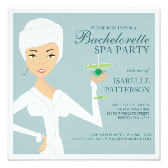 Modern Bride Bachelorette Spa Party Invitation
