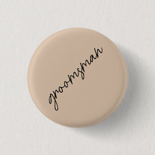 Modern Bride Beige + Black Script 3 Cm Round Badge