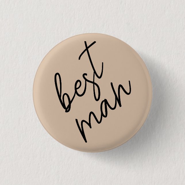 Modern Bride | Beige + Black Script 3 Cm Round Badge (Front)