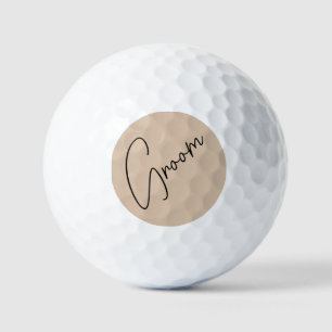 Modern Bride   Beige + Black Script Golf Balls