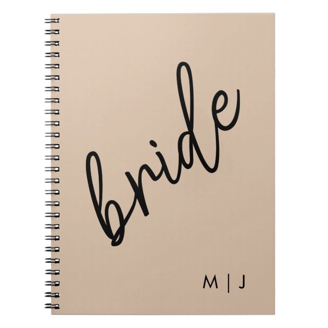 Modern Bride | Beige + Black Script Notebook (Front)