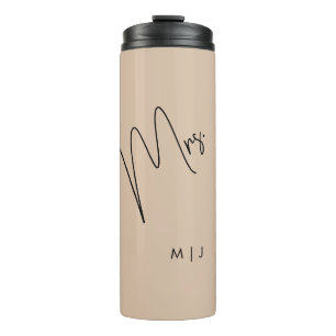 Modern Bride Beige + Black Script Thermal Tumbler