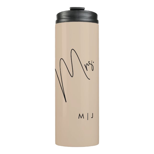 Modern Bride | Beige + Black Script Thermal Tumbler (Front)