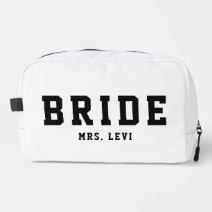 Modern Bride Black and White Custom Name Cosmetic Dopp Kit