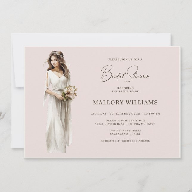 Modern Bride Bridal Gown Shower Invitation (Front)