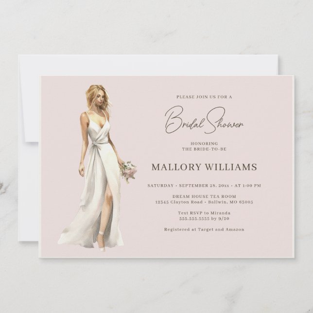 Modern Bride Bridal Gown Shower Invitation (Front)