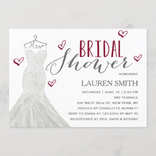 Modern Bride Burgundy   Bridal Shower Invitation