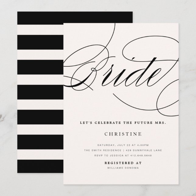 Modern Bride Future Mrs. Bridal Shower Invitation (Front/Back)