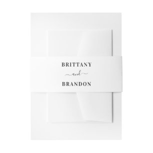 Modern Bride & Groom Black White Wedding Invitation Belly Band