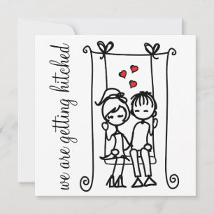 Modern Bride & Groom Doodles Wedding Invitation
