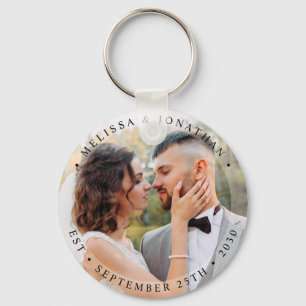 Modern Bride Groom Simple Photo Wedding Key Ring