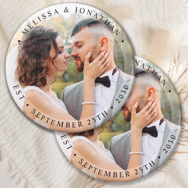 Modern Bride Groom Simple Photo Wedding Magnet (Creator Uploaded)