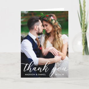 Modern Bride Groom Wedding Photo Thank You Fold Card
