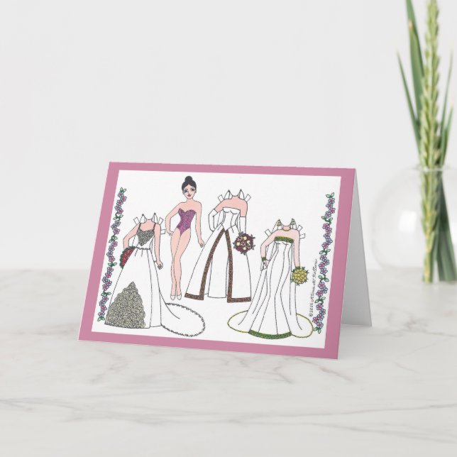 Modern Bride III Paper Doll Blank Greeting Card (Front)