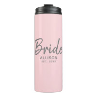 Modern Bride Pink Grey Script Personalised Name