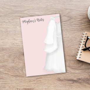 Modern Bride Planner Pink Vintage Wedding Dress Post-it Notes