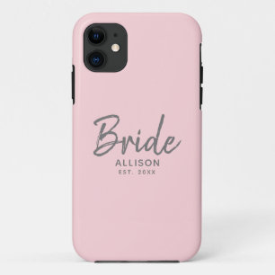Modern Bride Script Blush Pink Grey Personalised  iPhone 11 Case