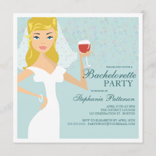 Modern Bride Wine Bachelorette Party Invitation