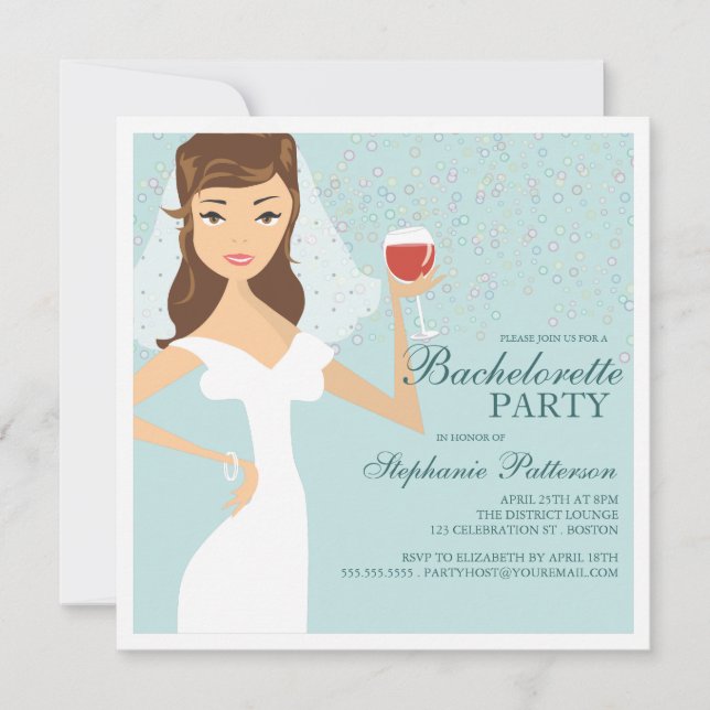 Modern Bride Wine Bachelorette Party Invitation (Front)