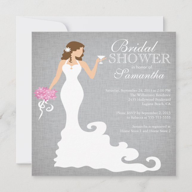 Modern Bride Wine Bridal Shower Invitations (Front)