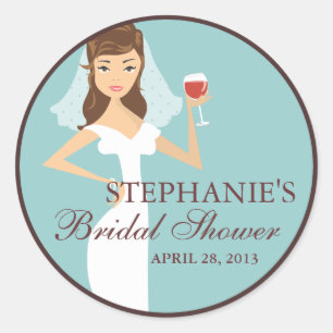 Modern Bride Wine Theme Bridal Shower Favour Classic Round Sticker