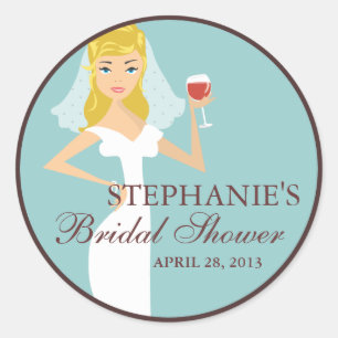 Modern Bride Wine Theme Bridal Shower Favour Classic Round Sticker