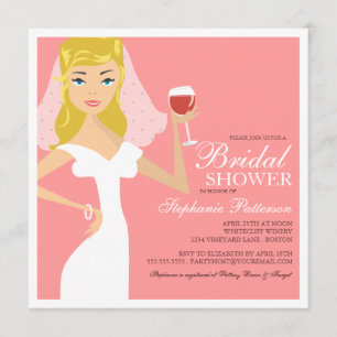 Modern Bride Wine Theme Bridal Shower Invitation