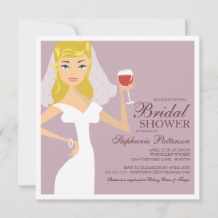 Modern Bride Wine Theme Bridal Shower Invitation