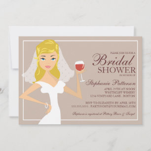 Modern Bride Wine Theme Bridal Shower Invitation