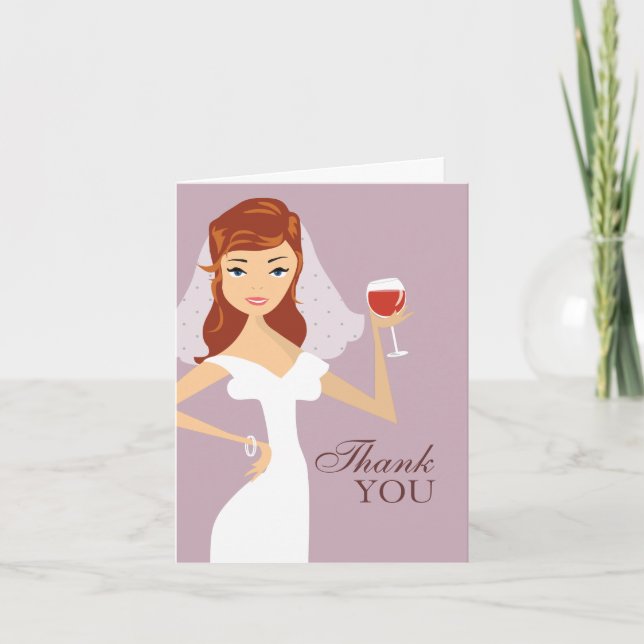 Modern Bride Wine Theme Thank You Card (Front)