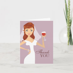 Modern Bride Wine Theme Thank You Card