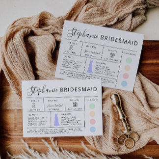 Modern Bridesmaid Info Card, Proposal Cards