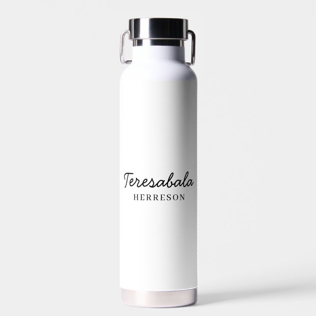 Modern Bridesmaid Minimalist Script Design Water Bottle (Front)
