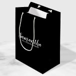 Modern Bridesmaid Proposal Medium Gift Bag<br><div class="desc">Modern Bridesmaid Proposal Gift Bag
features personalised bridesmaid's name in white modern script font style on black background.

Also perfect for maid of honour,  flower girl,  groomsman,  best man and ring bearer.</div>