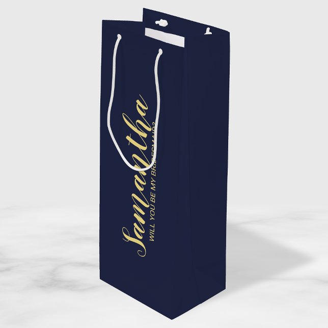 Modern Bridesmaid Proposal Wine Gift Bag (Creator Uploaded)
