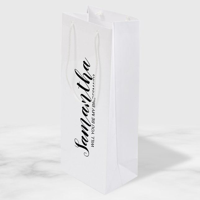 Modern Bridesmaid Proposal Wine Gift Bag (Creator Uploaded)